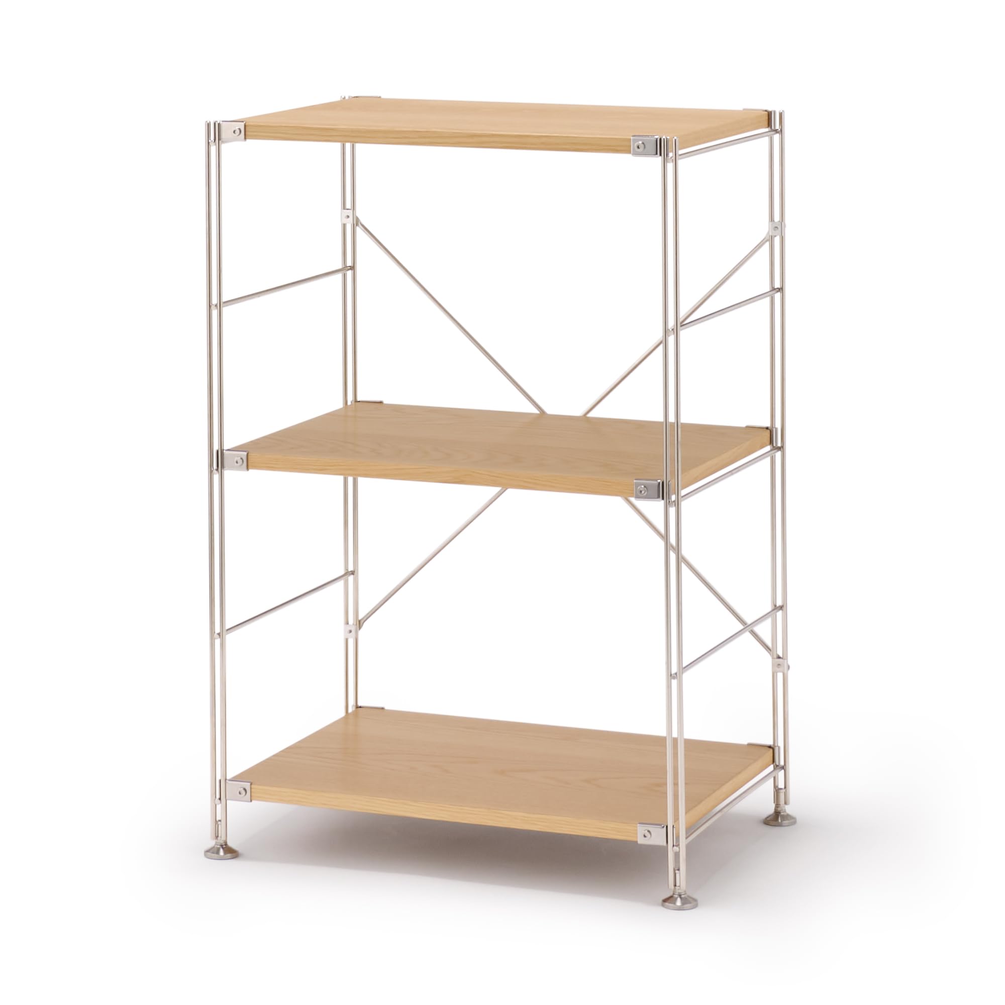 Amazon｜無印良品 ステンレスユニットシェルフ オーク材棚セット 小 幅